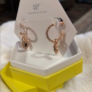 Elegant Rose Gold Earrings with Black Accent